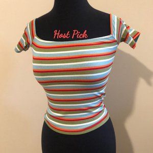 💗HOST PICK💗  Wasabi & Mint  Green Stripped Crop Top  5160  NWT Boutique